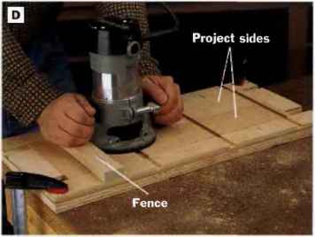 PHOTO Create simple shop made Jig out plywood gang rout shelf dadoes across the sides Guide the router base along removable fence and rout each dado clear across both the fig and sides